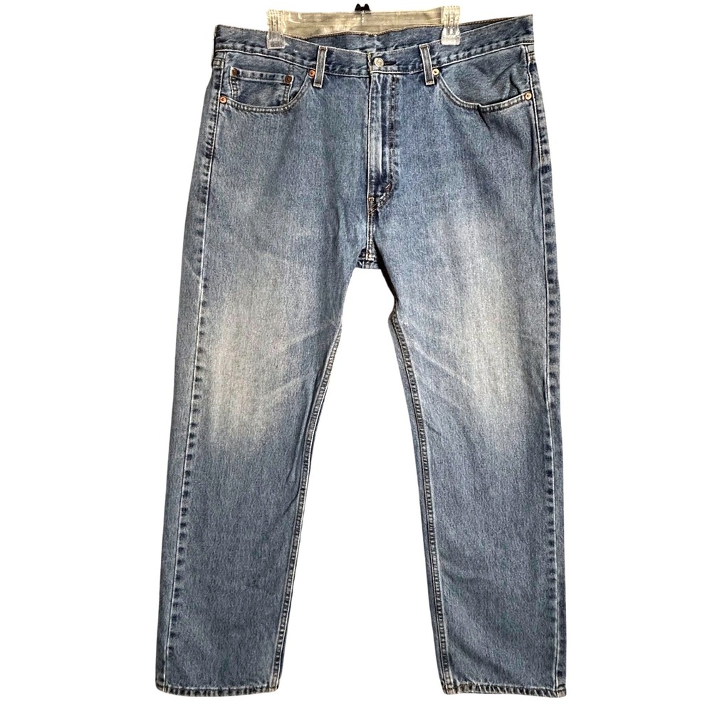 Levis 505 Regular Fit Straight Leg Jeans Mens 38x32 Medium Wash Blue Denim